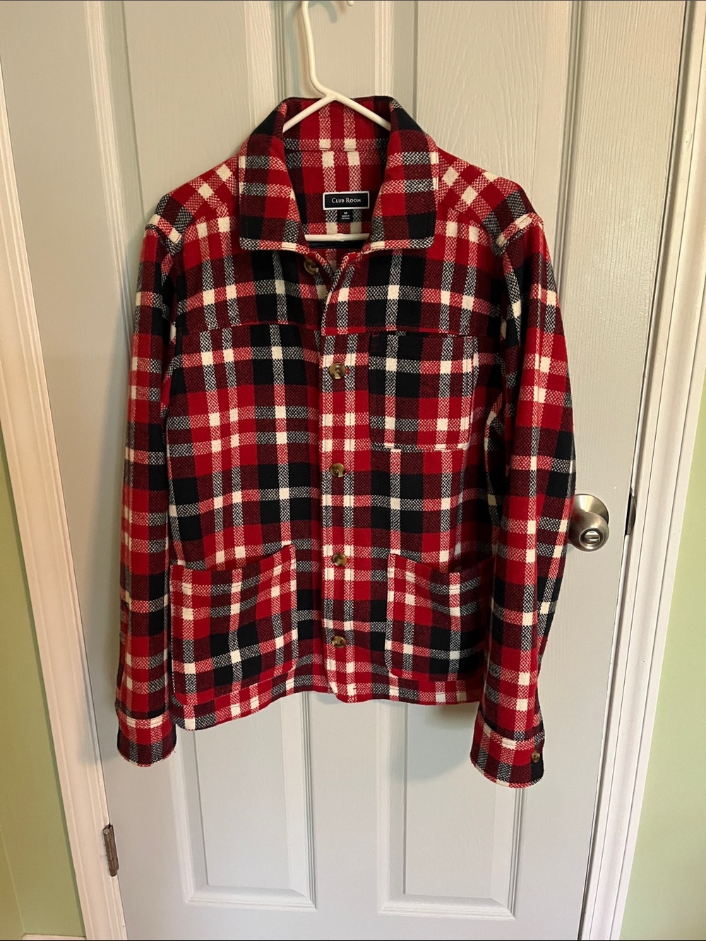 Club Room Red and Black Plaid Men's Field Jacket